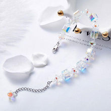 Load image into Gallery viewer, 10Ct Aurora Borealis Cube & Sphere Adjustable Bracelet Made with Swarovski Crystals
