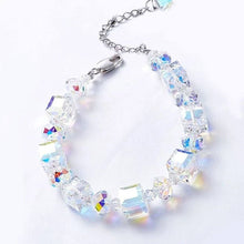 Load image into Gallery viewer, 10Ct Aurora Borealis Cube & Sphere Adjustable Bracelet Made with Swarovski Crystals