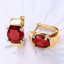 Load image into Gallery viewer, 14K Gold Plating Large Princess Cut Swarovski Elements Abstract Huggies