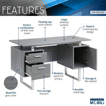 Load image into Gallery viewer, Modern Gray Office Desk with Storage