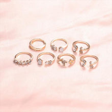 Load image into Gallery viewer, 6-Piece Set: White Crystal Butterfly & Daisy Opal Ring