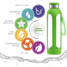 Load image into Gallery viewer, Swig Savvy Glass Water Bottles with Protective Silicone Sleeve & Stainless Steel Leak Proof Lid