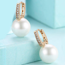 Load image into Gallery viewer, Freshwater Pearl Swarovski Elements Pav'e Clip On Earrings in 14K Gold Plating