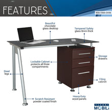 Load image into Gallery viewer, Tempered Glass Top Computer Desk with Storage