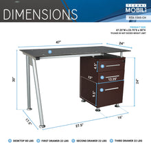 Load image into Gallery viewer, Tempered Glass Top Computer Desk with Storage