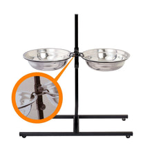 Load image into Gallery viewer, Adjustable Metal Pet Dog Feeder Bowls Elevated Stainless Steel Double Bowl Dish