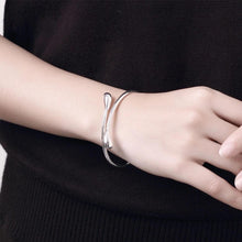 Load image into Gallery viewer, Adjustable Teardrop Bangle in Sterling Silver Plating