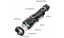 Load image into Gallery viewer, CREE XML T6 2000 Lumen Zoomable 3 Mode Focus LED Waterproof Flashlight
