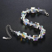 Load image into Gallery viewer, 10Ct Aurora Borealis Cube &amp; Sphere Adjustable Bracelet Made with Swarovski Crystals
