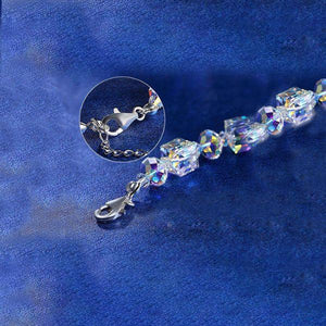 10Ct Aurora Borealis Cube & Sphere Adjustable Bracelet Made with Swarovski Crystals