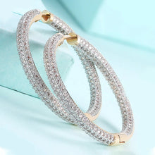 Load image into Gallery viewer, 14K Gold Plating London Inspired Swarovski Elements Pav'e Circular Hoop Earrings
