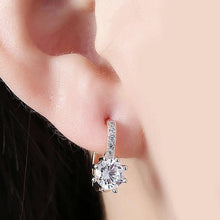 Load image into Gallery viewer, 14K Gold Plating Swarovski Elements Starburst Leverback Pav'e Clip On Earrings
