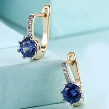 Load image into Gallery viewer, 14K Gold Plating Swarovski Elements Starburst Leverback Pav'e Clip On Earrings
