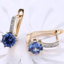 Load image into Gallery viewer, 14K Gold Plating Swarovski Elements Starburst Leverback Pav'e Clip On Earrings
