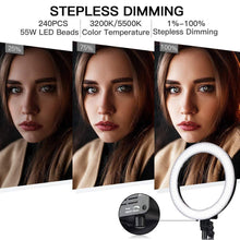 Load image into Gallery viewer, 18" LED Ring Light 55W 3200K-5 600K Dimmable Selfie Ring Light
