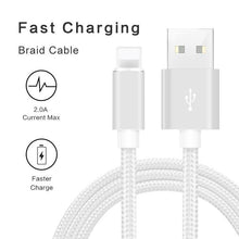 Load image into Gallery viewer, 3-Pack: Heavy Duty Braided iPhone Lightning USB Cable - White
