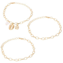 Load image into Gallery viewer, 3-Piece Set: Chunky Sea Shell Pendants in 14K Gold Plating Bracelet
