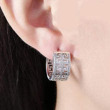 Load image into Gallery viewer, 14K Gold Plating Swarovski Elements Pav'e Laser Cut Celtic Design Hinge Earrings
