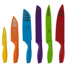 Load image into Gallery viewer, 6-Piece Set: Sazon Stainless Steel Knife and Colorful Slip Covers
