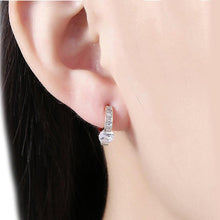 Load image into Gallery viewer, 14K Gold Plating White Swarovski Elements Pav'e Harp Shaped Clip On Earrings
