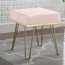 Load image into Gallery viewer, Catheau Square Ottoman Brass Finished Frame Hairpin Legs
