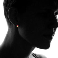 Load image into Gallery viewer, Emerald Cut Watermelon Crystal Stud Earring
