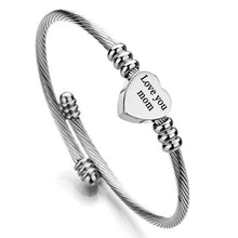 Load image into Gallery viewer, Mother's Day Stainless Steel Heart Charm Bangle
