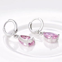 Load image into Gallery viewer, Pear Cut Pink Topaz Drop Earrings Made with Swarovski Crystals
