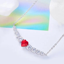 Load image into Gallery viewer, Red Heart Shaped Swarovski Elements Orchid Pav'e Necklace in 14K White Gold

