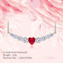 Load image into Gallery viewer, Red Heart Shaped Swarovski Elements Orchid Pav'e Necklace in 14K White Gold
